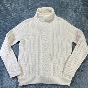 Croft & Barrow Cream Cable Knit Turtleneck Sweater XL‎ Cotton Cozy Warm